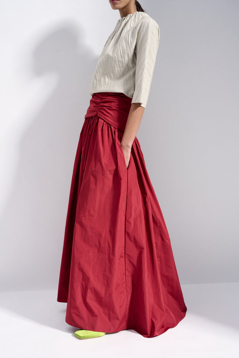 Natan Chartreuse Ceylan Parachute Taffeta Maxi Skirt Timeless Martha's Vineyard 