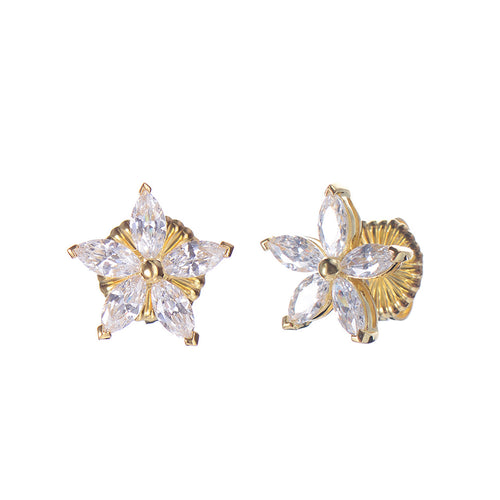 Marquis Flower Stud Earrings - Gold Timeless Martha's Vineyard