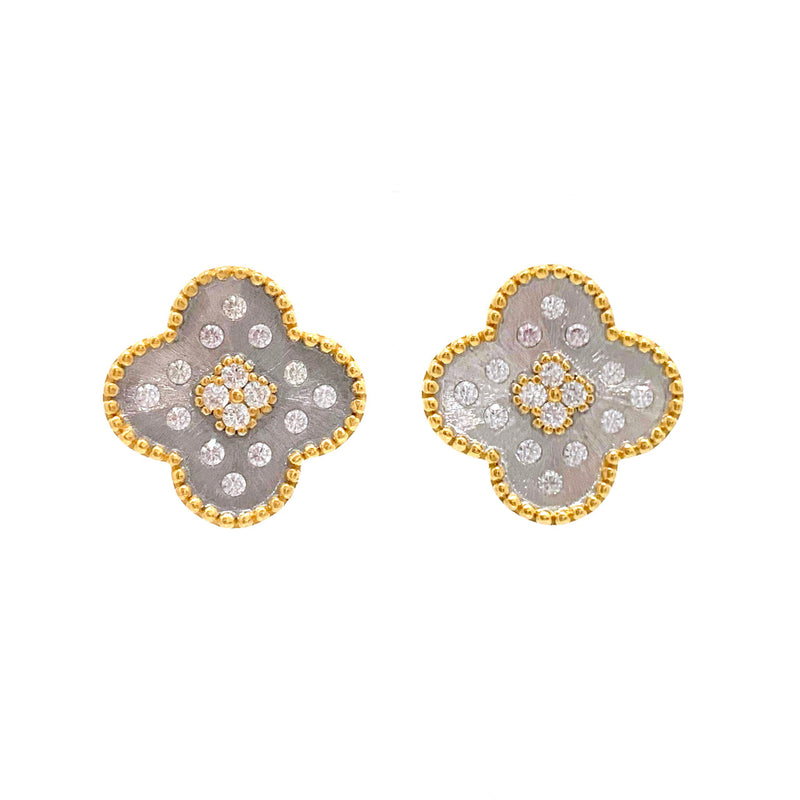 Exclusively Ours Clover Center Clover Shape Vermeil Earrings - Silver Two-Tone Timeless Martha's Vineyard