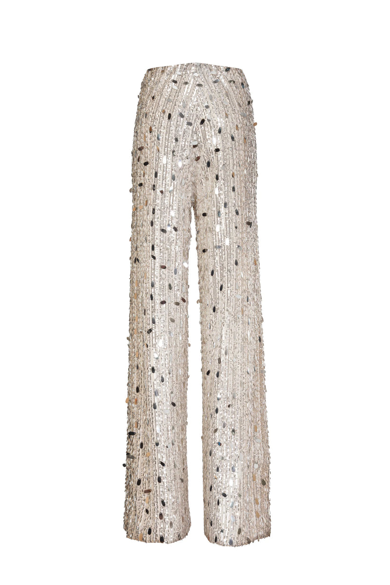 DESANTIS Embellished Sequins Couture Cream Pants Timeless Martha's Vineyard 