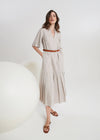 Purotatto Stone Beige Elbow Sleeve Cotton Midi Dress Timeless Martha's Vineyard 