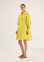 Rosso35 Light Blue Cotton Midi Puff Sleeve Dress Timeless Martha's Vineyard 