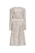DESANTIS Silver Embellished Sequins Cream Dress Coat Timeless Martha's Vineyard 