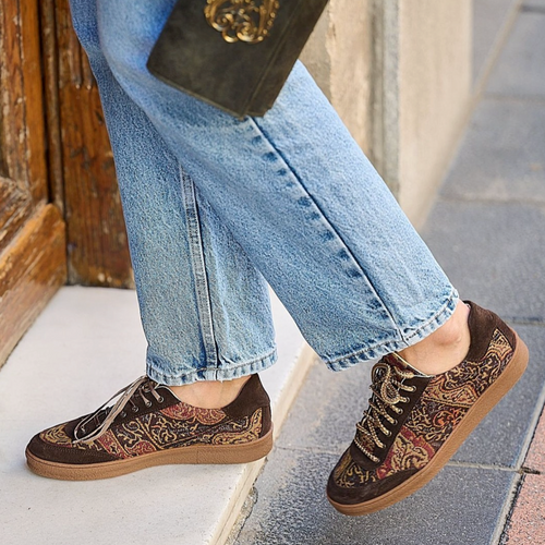 T.ba Tapestry Paisley Burgundy Sneaker Timeless Martha's Vineyard 