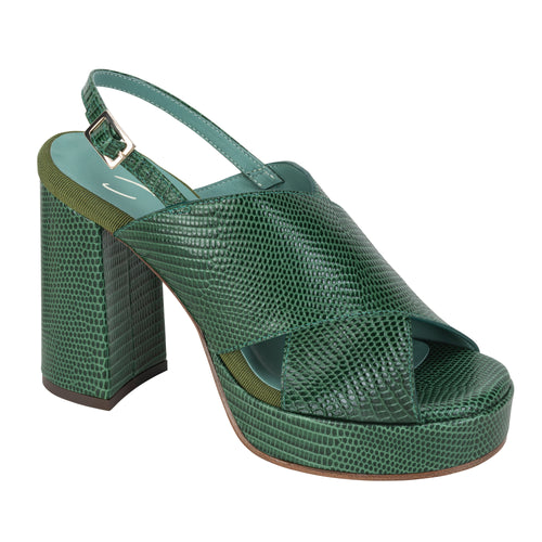 Paola D'Arcano Platform Heel Embossed Snake Emerald Green Timeless Martha's Vineyard 