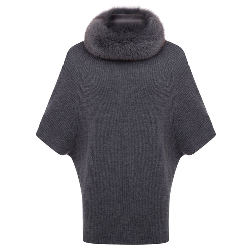 Kash Poncho with Fur Collar - More Colors Timeless Martha's Vineyard