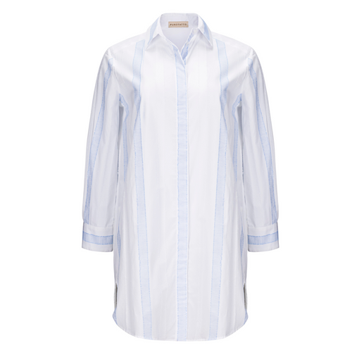 Purotatto Long Cotton Striped Shirt Timeless Martha's Vineyard