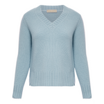 Purotatto Cashmere V-Neck Sweater in Porcelain Blue Timeless Martha's Vineyard 