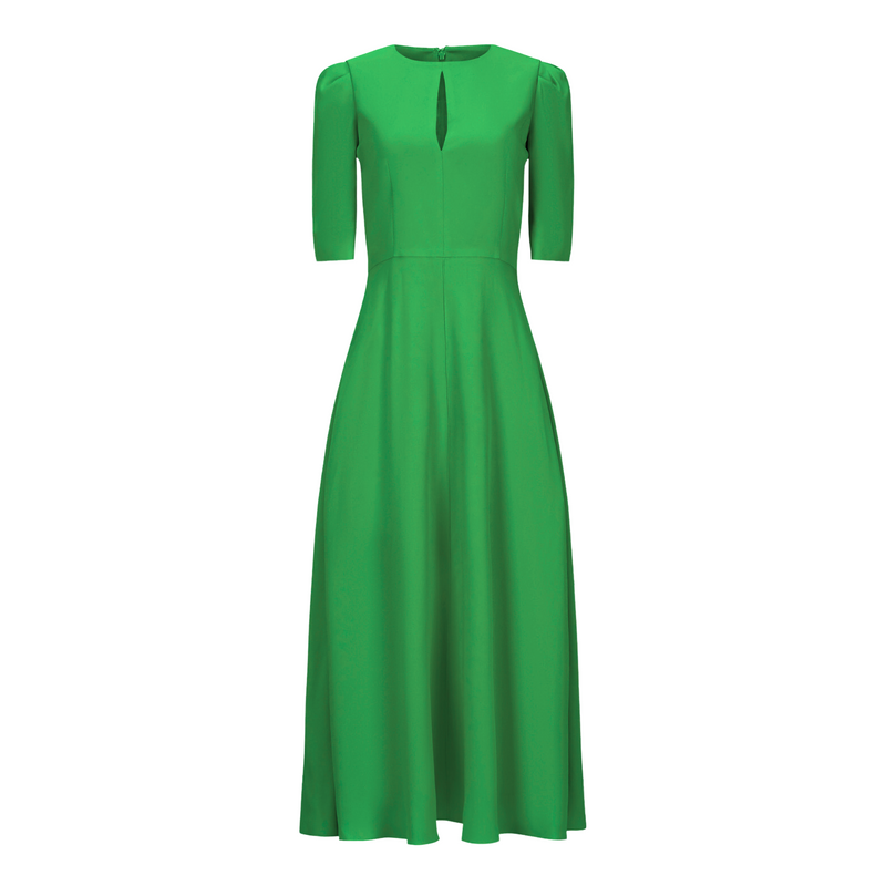 And Tate Irish Designer Kelly Green Crepe Maxi Dress Timeless Martha's Vineyard 