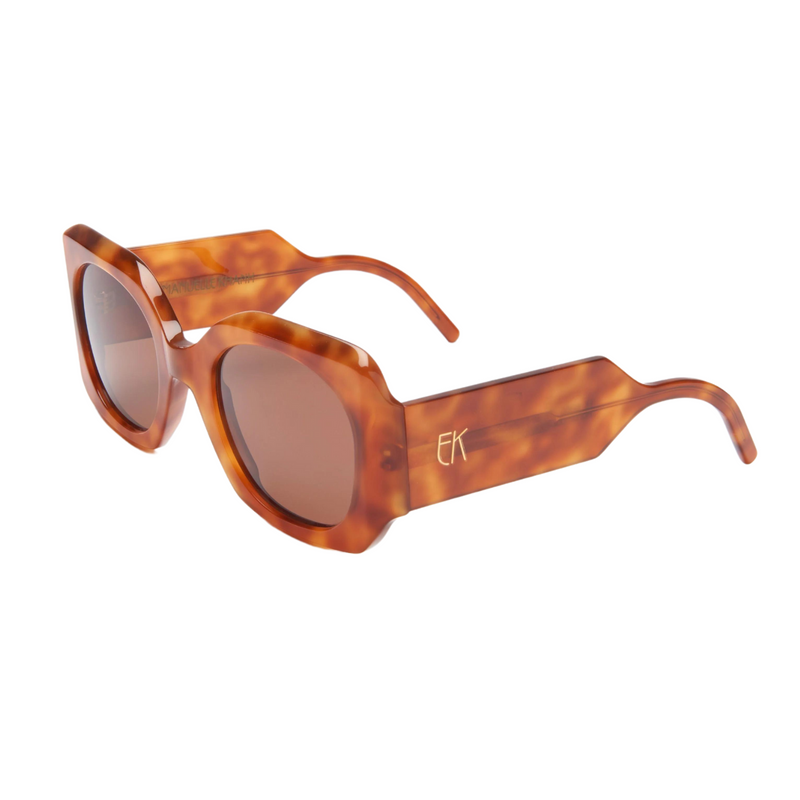 Emmanuelle Khanh Tabacco Round Acetate Sunglasses Timeless Martha's Vineyard 