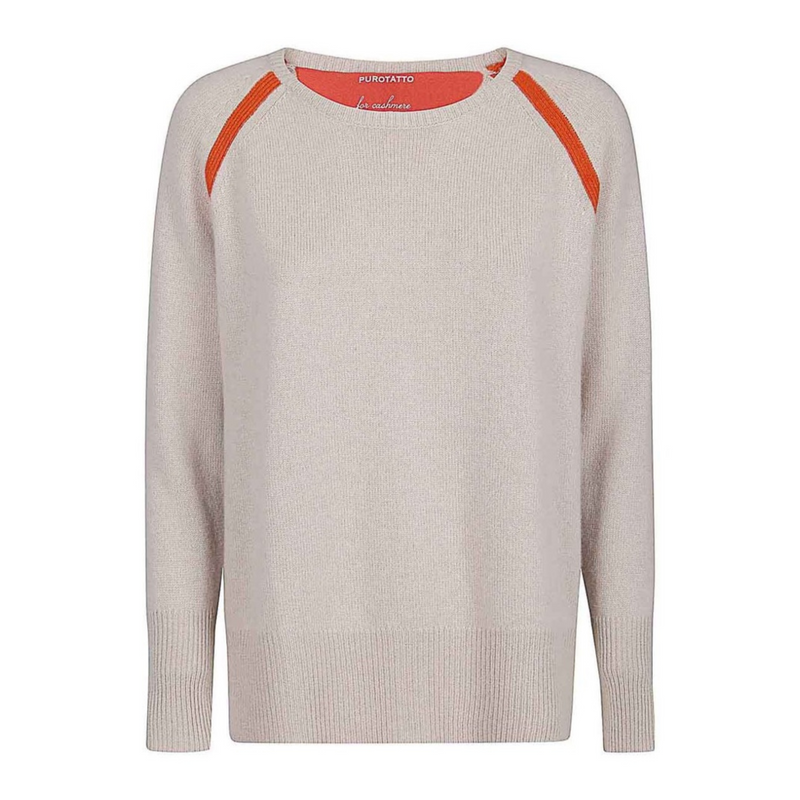 Purotatto Stripe Raglan Sweater - Sabbia + Burnt Orange Timeless Martha's Vineyard