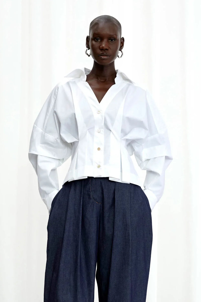 Honesty Opens Cotton Shirt - White