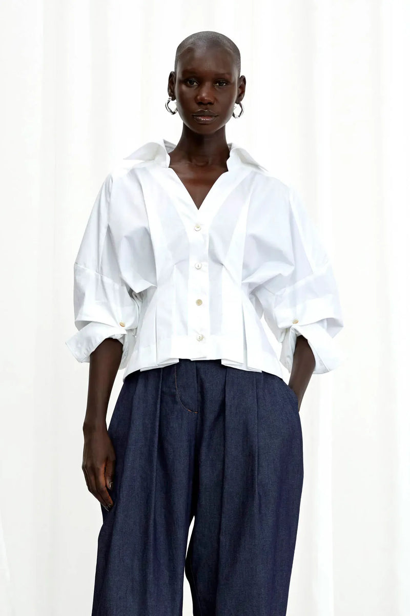 Honesty Opens Cotton Shirt - White