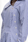 Hold Close Striped Cotton Shirt Dress - Blue + White