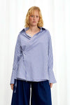 Love Revisited Striped Wrap Shirt - Blue + White