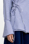 Love Revisited Striped Wrap Shirt - Blue + White