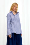 Love Revisited Striped Wrap Shirt - Blue + White