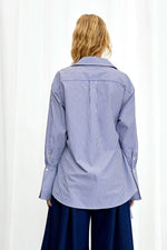 Love Revisited Striped Wrap Shirt - Blue + White