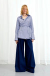 Love Revisited Striped Wrap Shirt - Blue + White