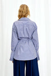 Love Revisited Striped Wrap Shirt - Blue + White