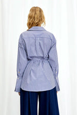 Love Revisited Striped Wrap Shirt - Blue + White