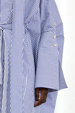Emotive Striped Oversized Cotton Dress - Blue + White