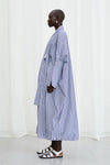 Emotive Striped Oversized Cotton Dress - Blue + White