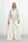 Confession Linen Pussybow Shirt - Silver