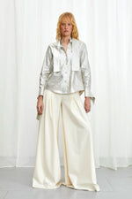 Confession Linen Pussybow Shirt - Silver