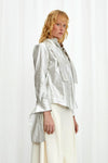 Confession Linen Pussybow Shirt - Silver