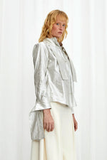 Confession Linen Pussybow Shirt - Silver