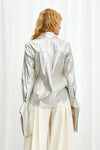 Confession Linen Pussybow Shirt - Silver