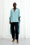 Palmer / / Harding Tandem Teal Crepe A-Line Shirt Timeless Martha's Vineyard