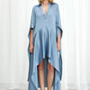 Palmer / / Harding Tandem High Low Blue Satin Dress Timeless Martha's Vineyard 
