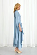 Palmer / / Harding Tandem High Low Blue Satin Dress Timeless Martha's Vineyard 