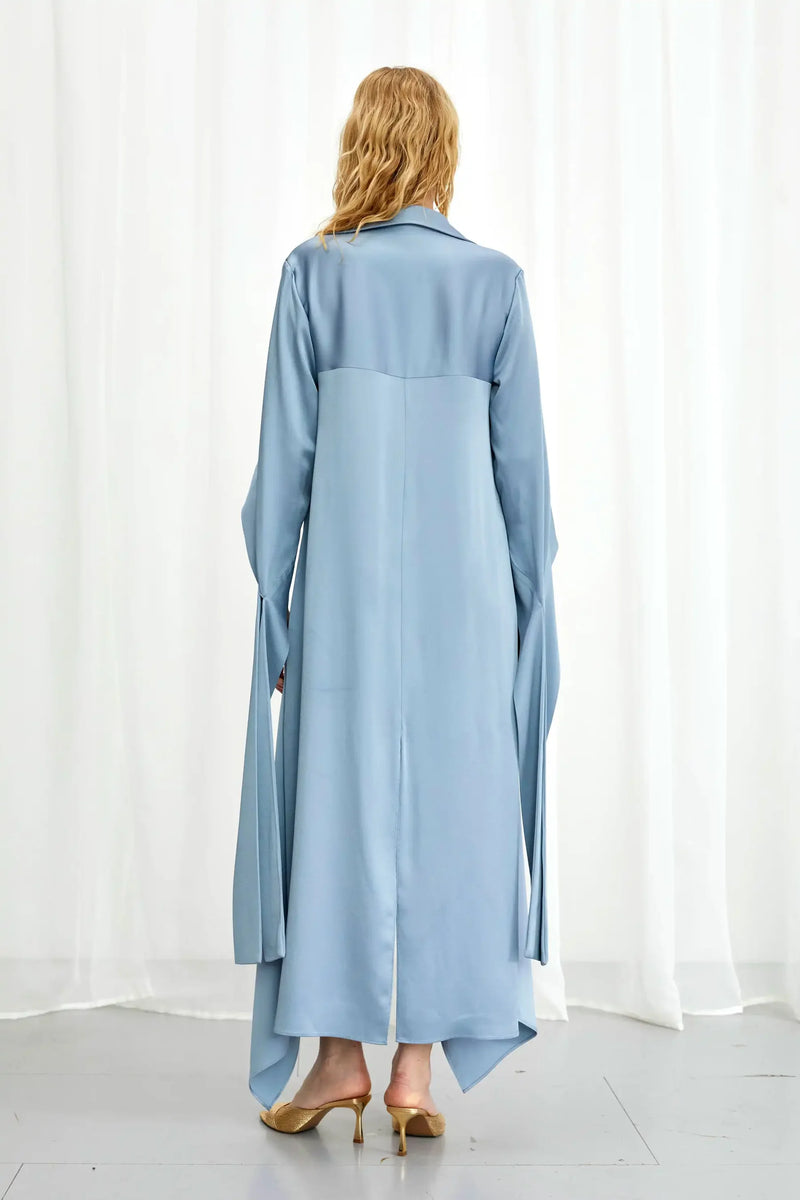 Palmer / / Harding Tandem High Low Blue Satin Dress Timeless Martha's Vineyard 