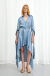 Palmer / / Harding Tandem High Low Blue Satin Dress Timeless Martha's Vineyard 