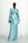 Palmer / / Harding Waves Aqua Crepe Draped Gown Timeless Martha's Vineyard 