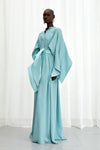 Palmer / / Harding Waves Aqua Crepe Draped Gown Timeless Martha's Vineyard 
