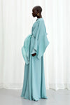 Palmer / / Harding Waves Aqua Crepe Draped Gown Timeless Martha's Vineyard 