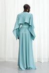 Palmer / / Harding Waves Aqua Crepe Draped Gown Timeless Martha's Vineyard 