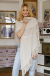 Douxdimanche Navy Cashmere Triangle Fringe Yumi Wrap Timeless Martha's Vineyard 