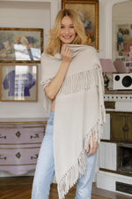 Douxdimanche Navy Cashmere Triangle Fringe Yumi Wrap Timeless Martha's Vineyard 