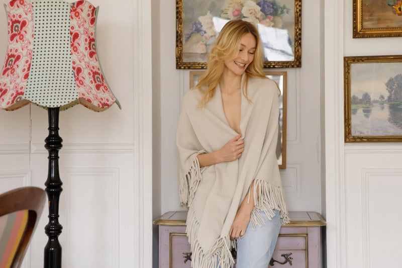 Douxdimanche Cashmere Triangle Fringe Yumi Wrap Timeless Martha's Vineyard 