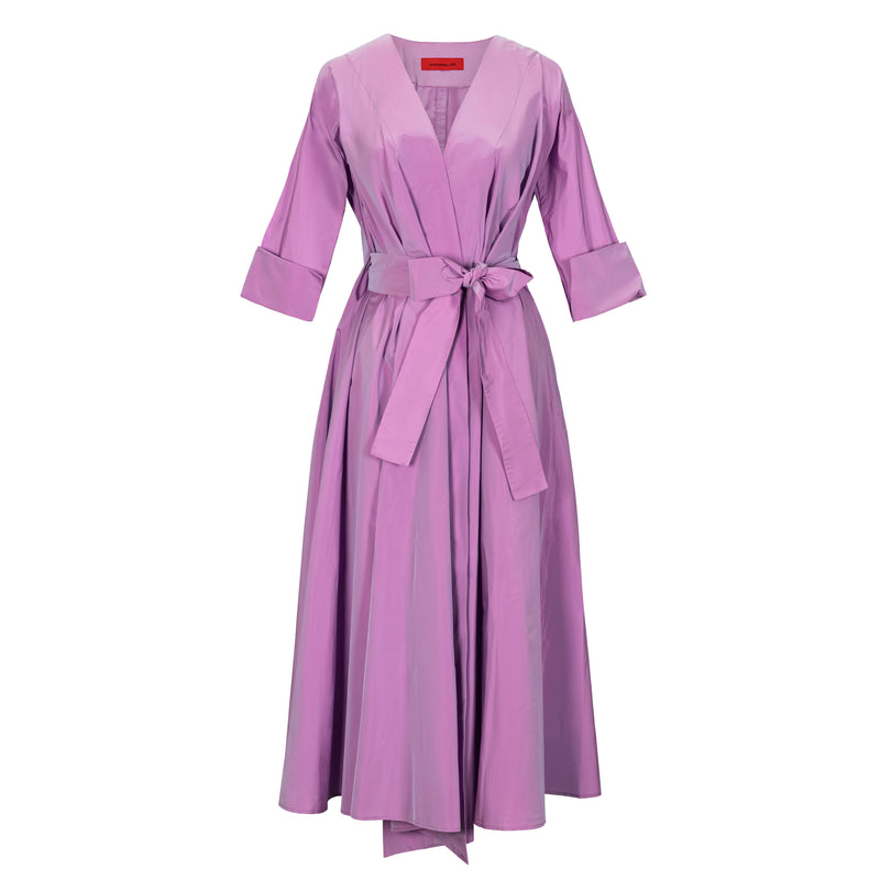 Chic Flowing Taffeta Wrap Dress - Lilac