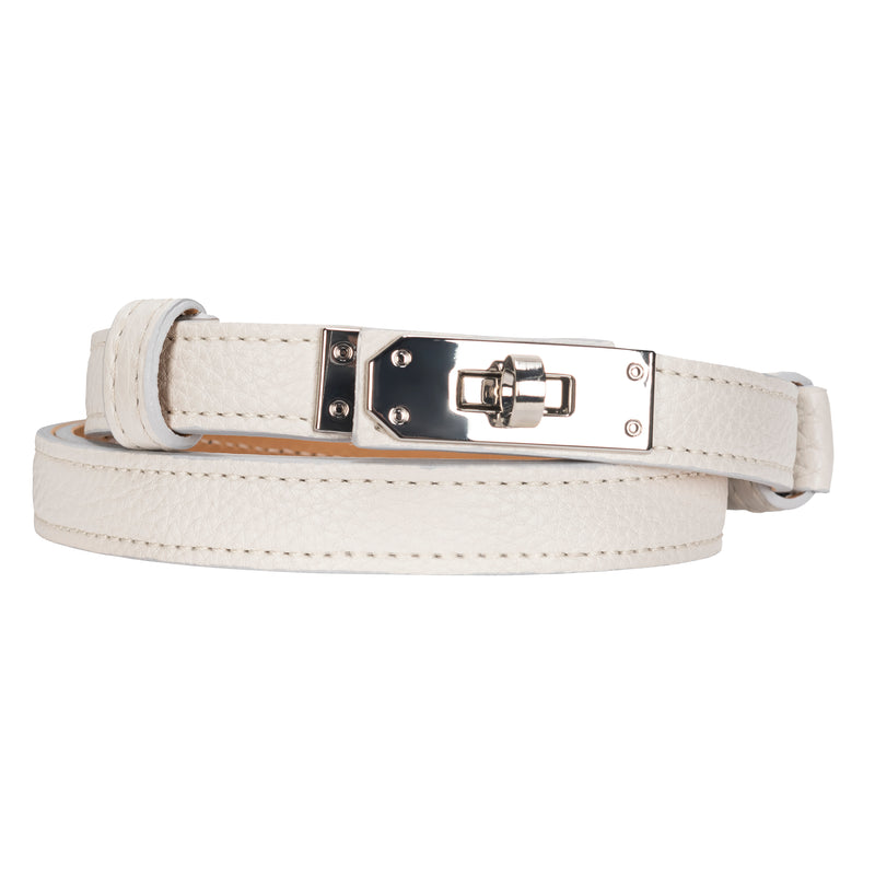 Gianni Segatta White Turn Lock Clasp One Size Leather Belt Timeless Martha's Vineyard 