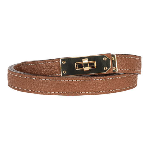 Gianni Segatta Cognac Turn Lock Clasp One Size Belt Timeless Martha's Vineyard 
