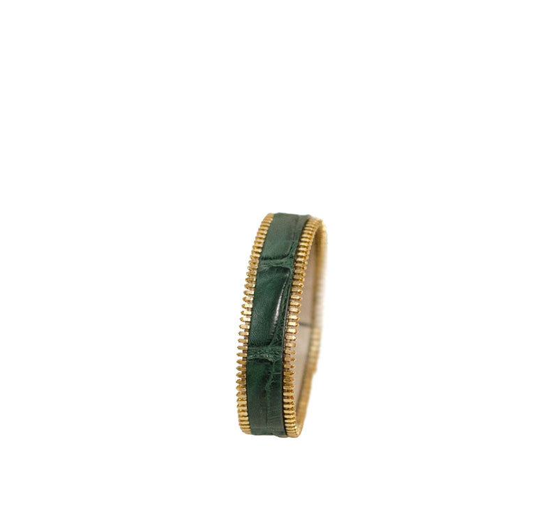 Alligator Zip Miss Bracelet - Green + Gold