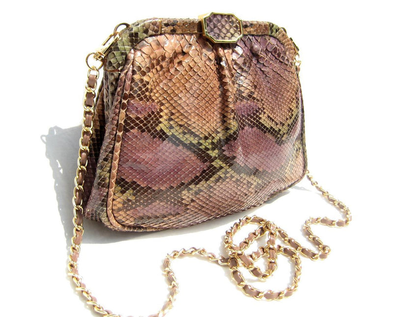 Catalan Garces Vintage Python Clutch Crossbody Purple Timeless Martha's Vineyard 