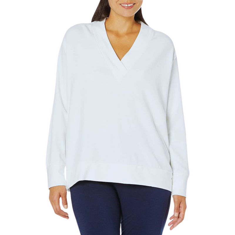 Majestic Filatures French Terry Long Sleeve Deep V-Neck - Navy Timeless Martha's Vineyard